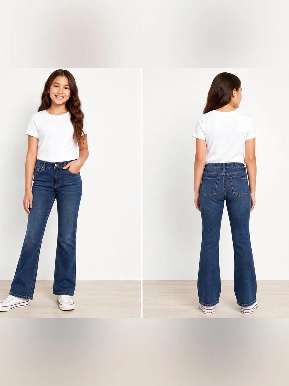 Old Navy Girls XXL 18 Bootcut Jeans Blue Denim Adjustable Waist